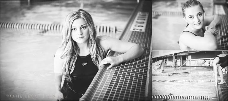 Black and White Swimming Senior Pictures