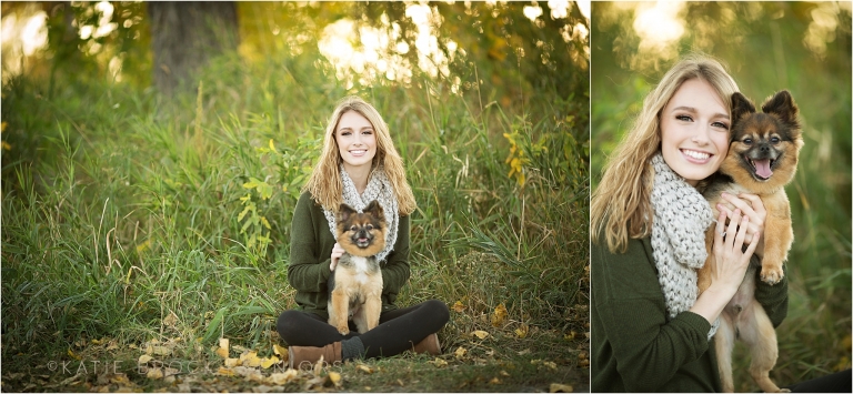 Fall senior pictures with dog