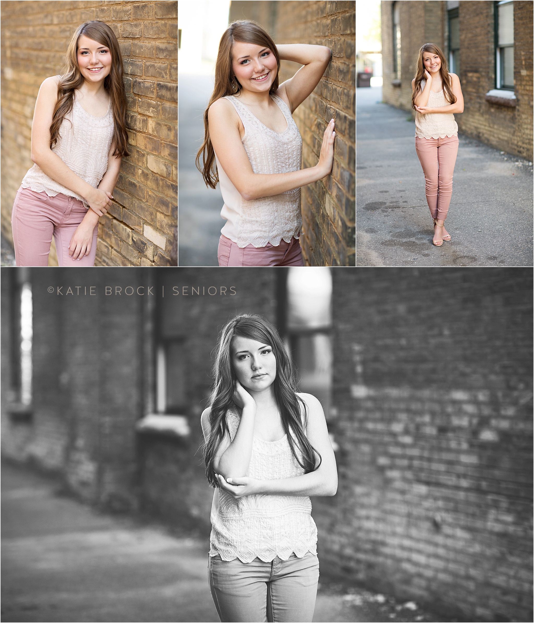 Alleyway senior photos downtown Grand Forks