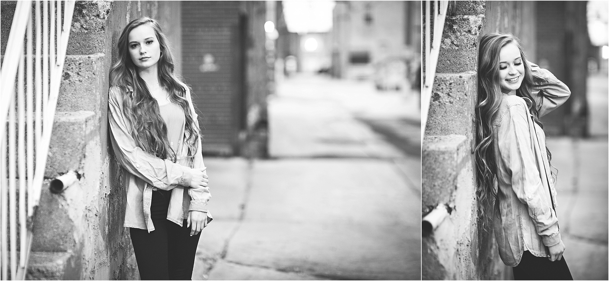 Black&White downtown senior photos