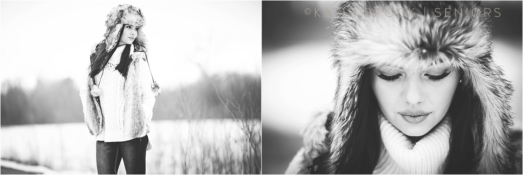 black&white winter senior photos