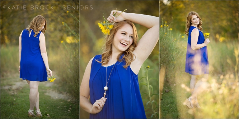 senior pictures in blue dress
