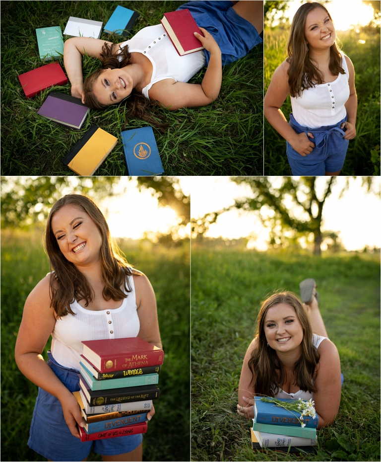 Senior photos with books